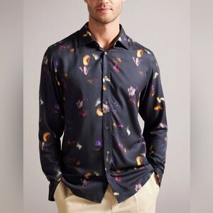$160! TED BAKER Bari Photographic Floral Shirt SZ 1 NWT!
